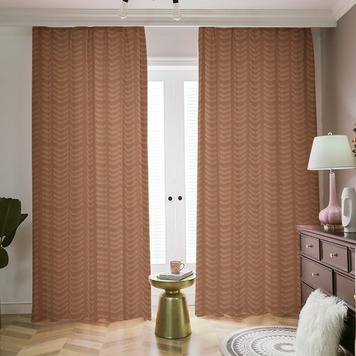 Rust Boho Patterned Blackout Curtains - Image 2