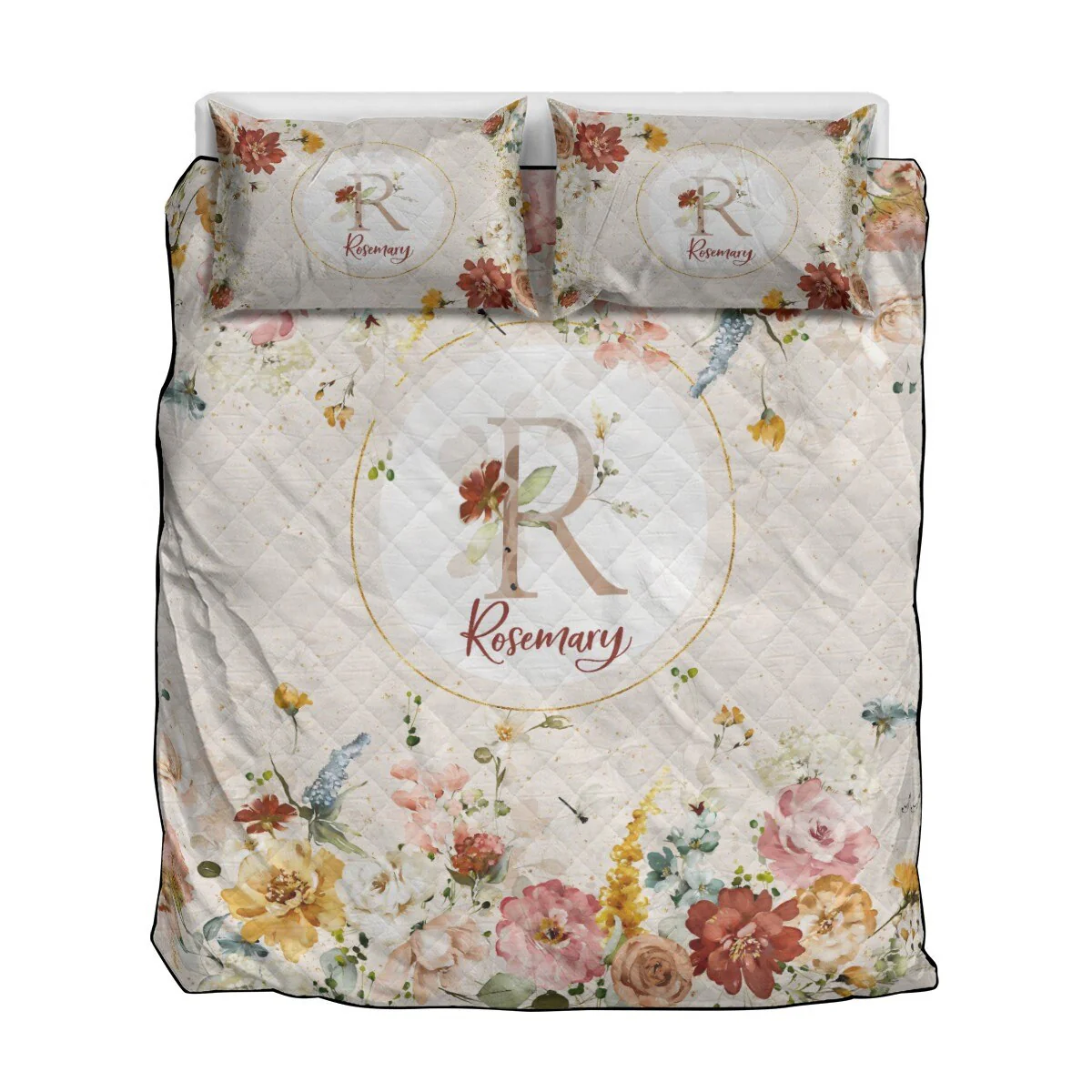 Rust Garden Personalized Quilted Bedspread Set - Image 4