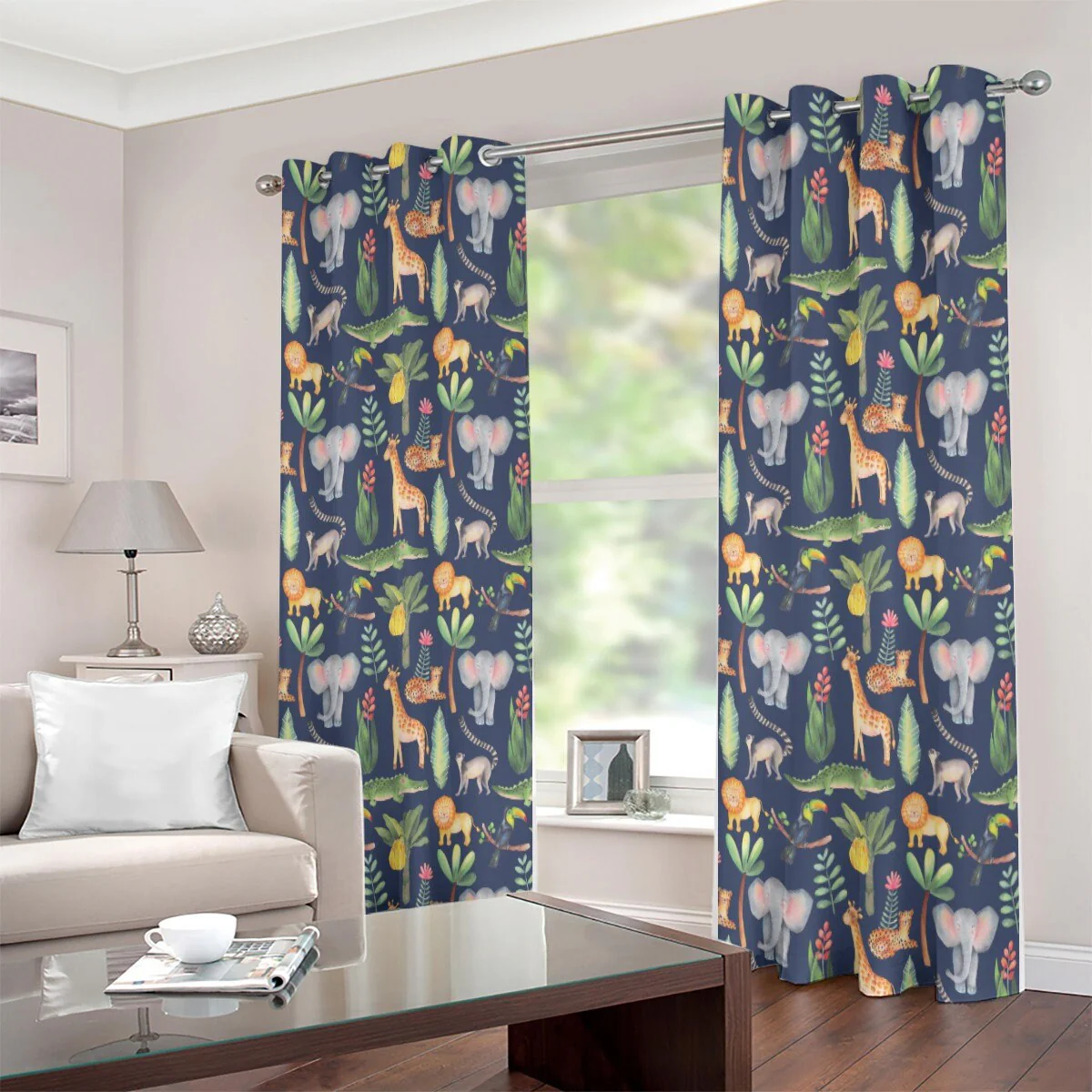 Safari Animals at Nighttime Blackout Curtains - Image 2
