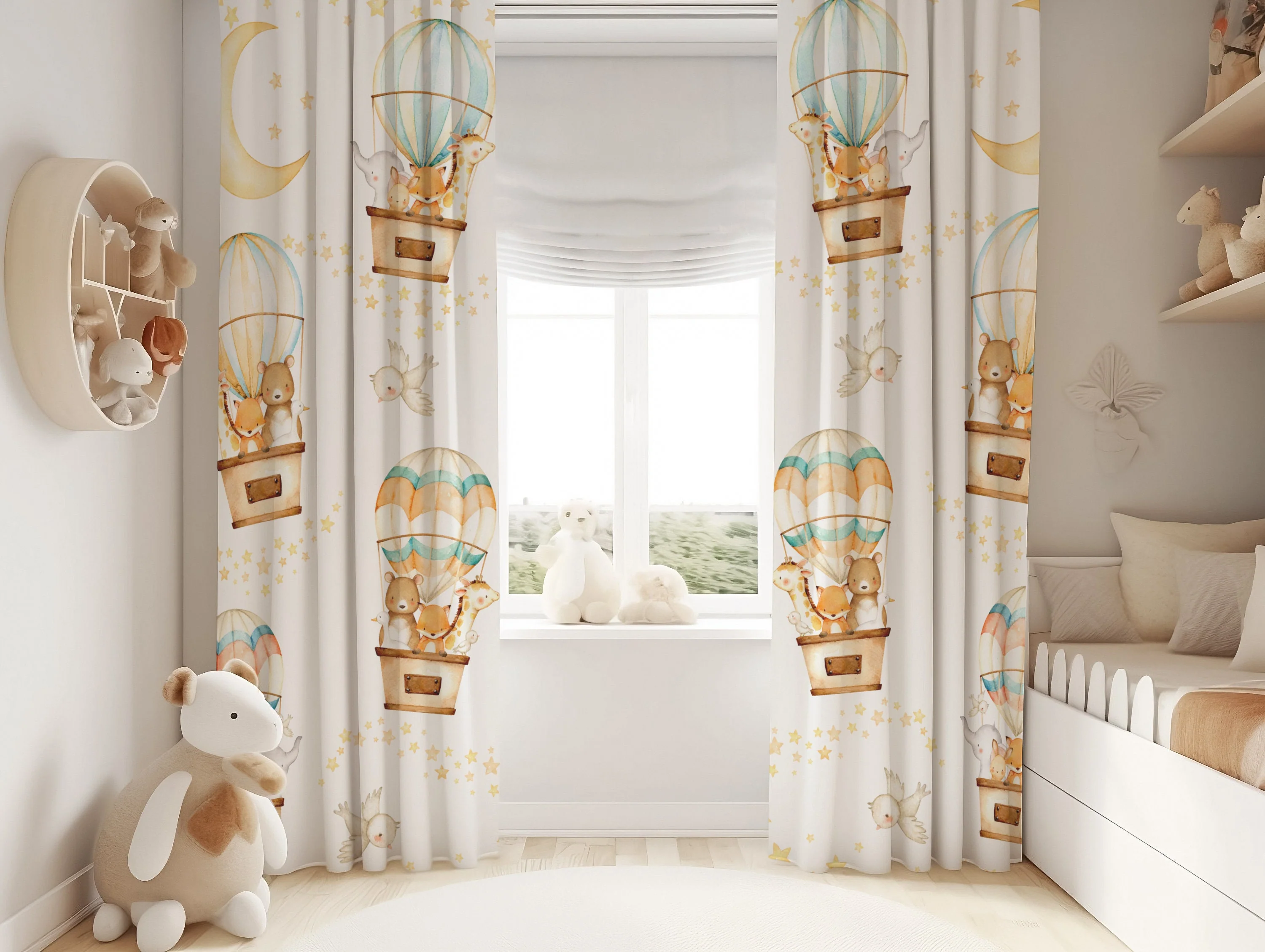 Safari Animals in Hot Air Balloons Blackout Curtains - Image 2