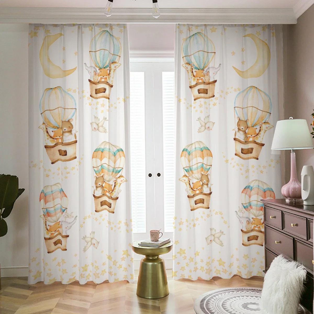 Safari Animals in Hot Air Balloons Blackout Curtains - Image 3