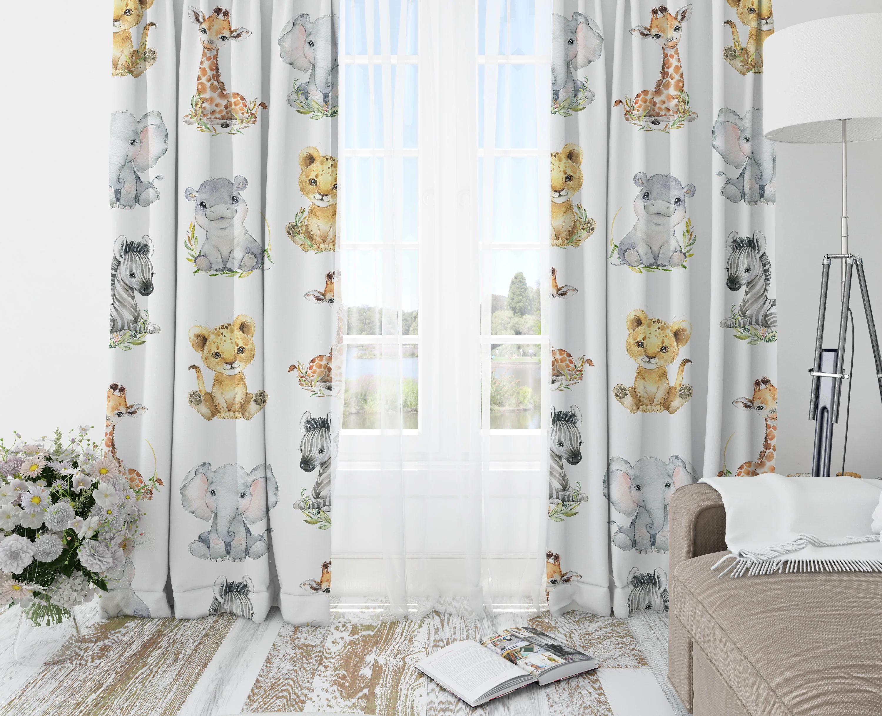 Safari Animals Patterned Blackout Curtains - Image 2