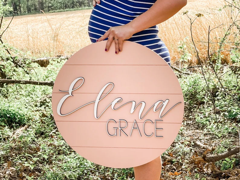 Shiplap Round Nursery Name Sign - Image 4