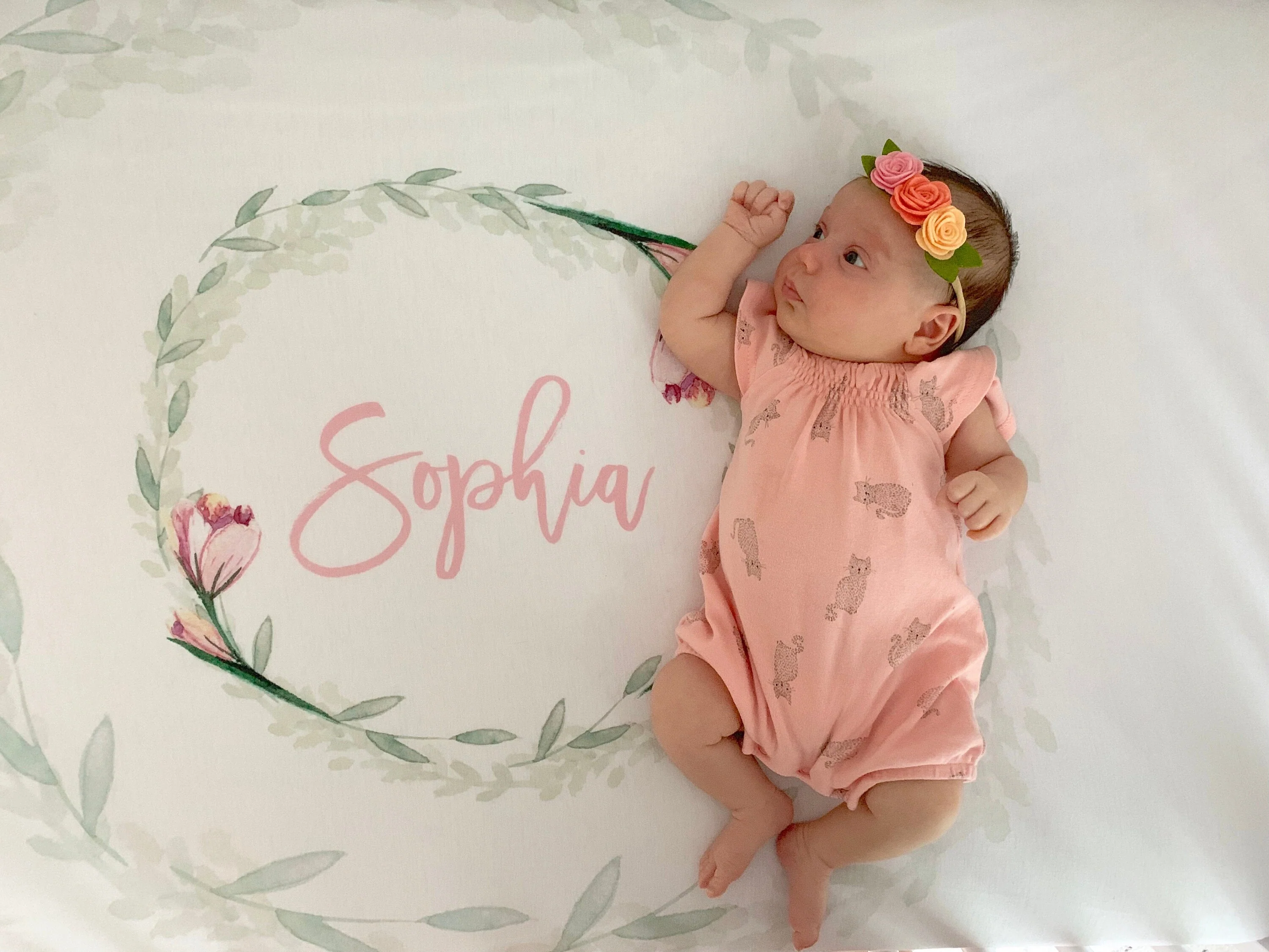 Tulips Personalized Crib Sheet for Girl - Image 3