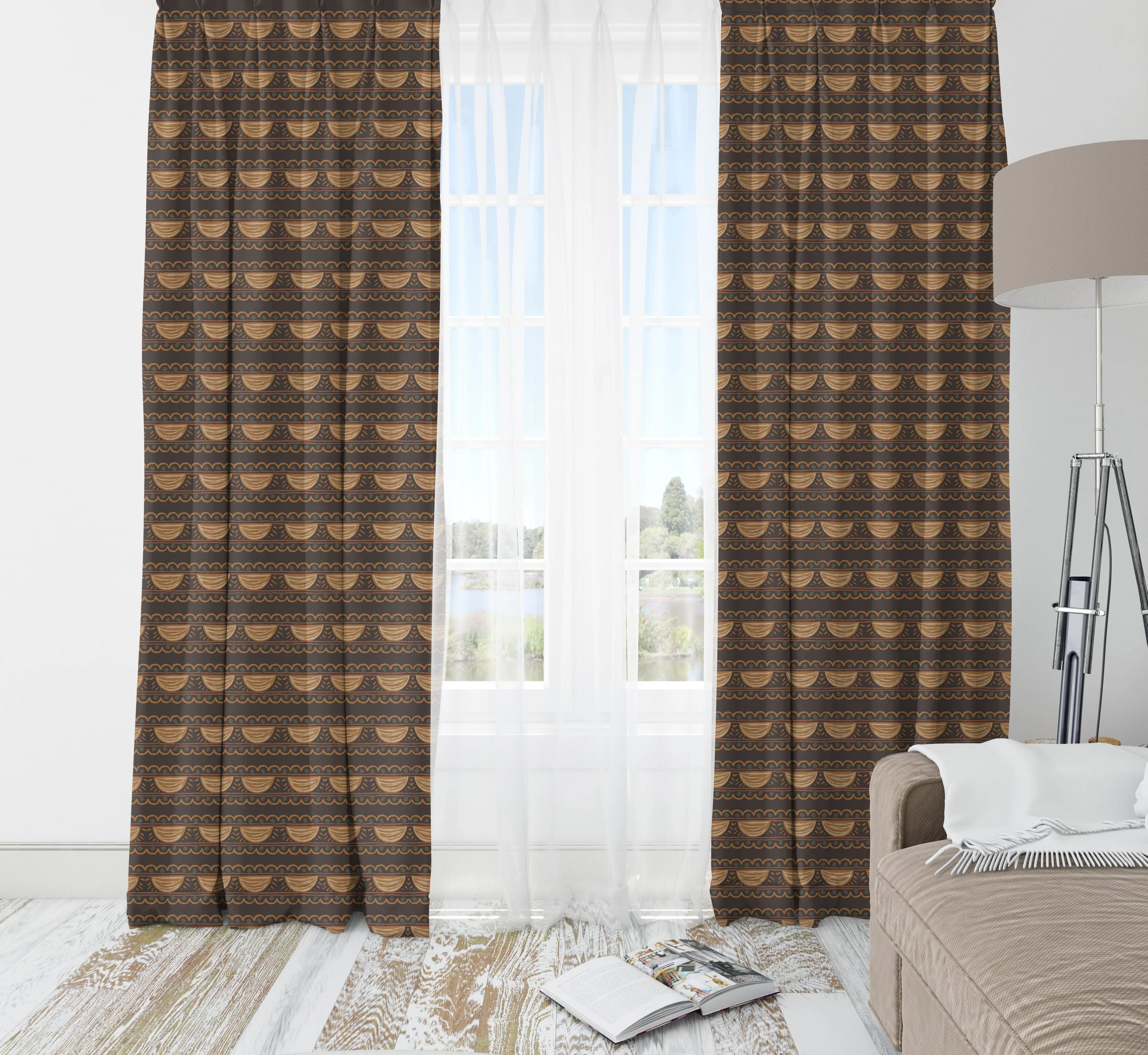 Vintage Charm Dark Brown Blackout Curtains - Image 3