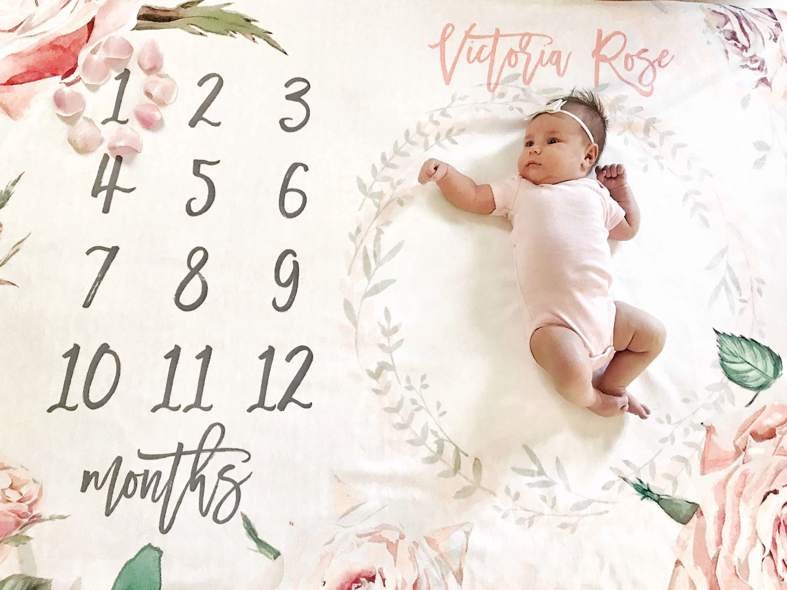 Vintage Roses Milestone Blanket for Girl - Image 3