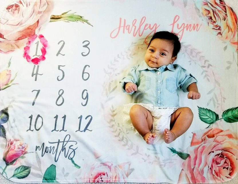 Vintage Roses Milestone Blanket for Girl - Image 5
