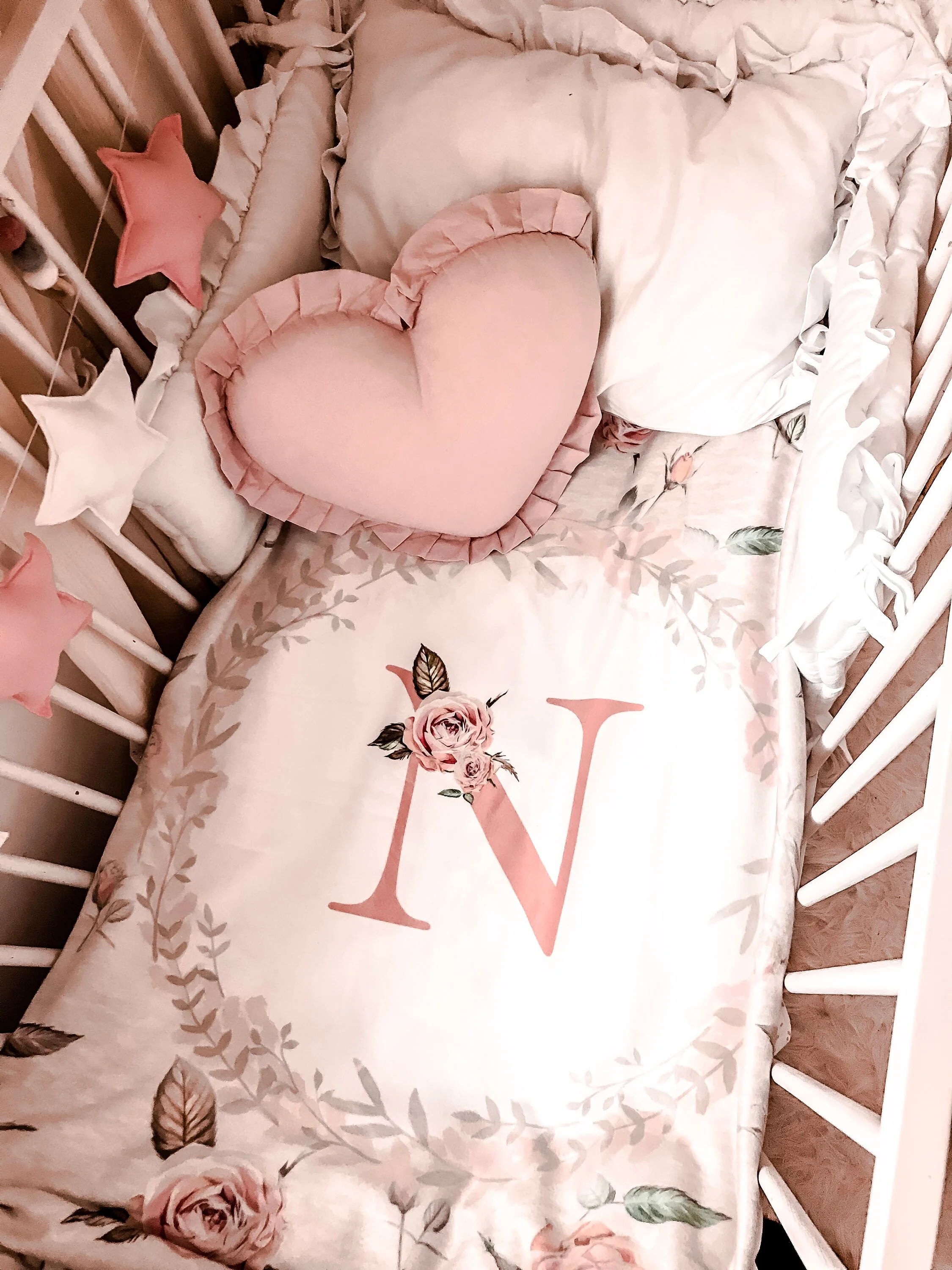 Vintage Roses Monogrammed Blanket for Girl - Image 5