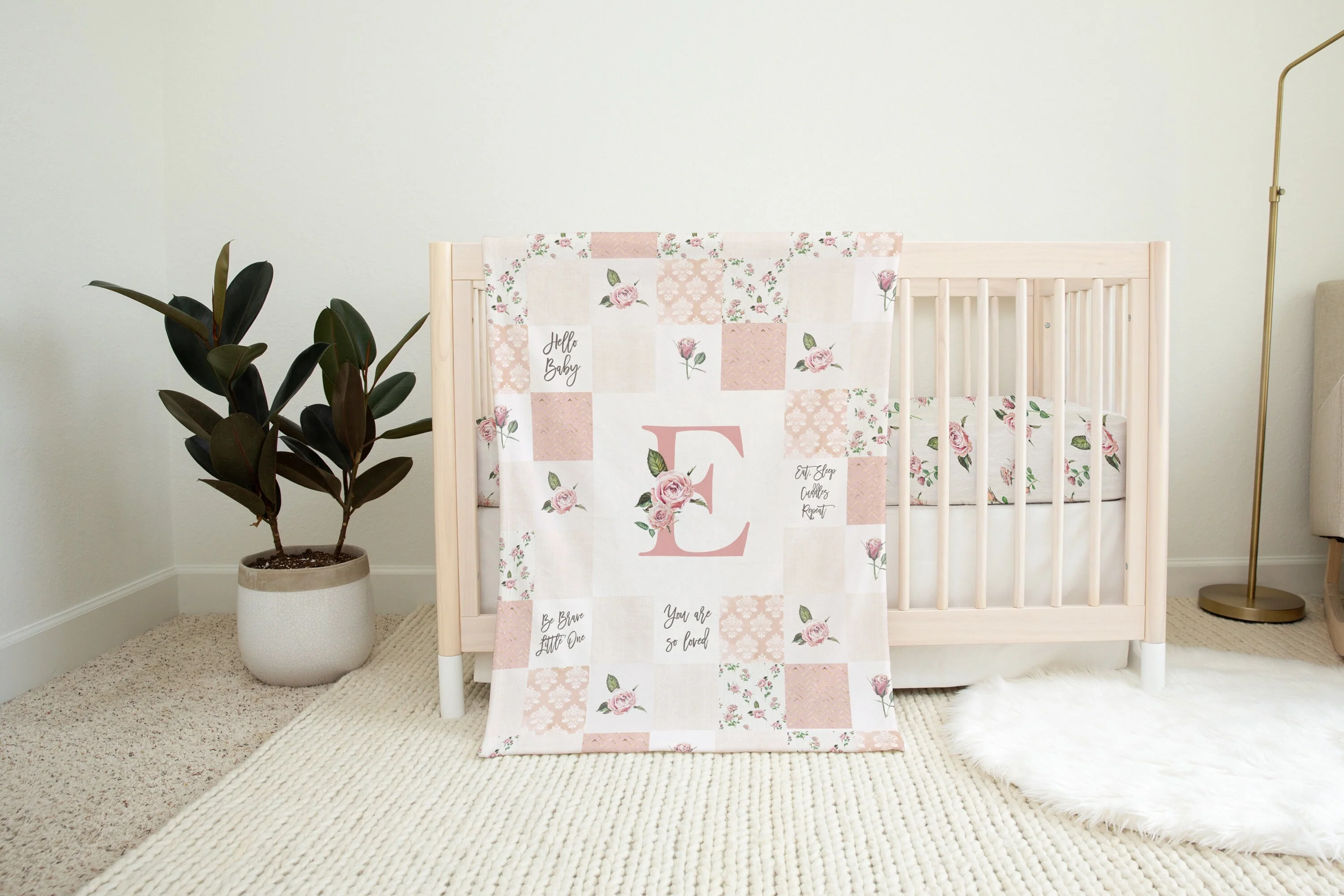 Vintage Roses Patchwork Inspired Personalized Blanket for Girl - Image 4