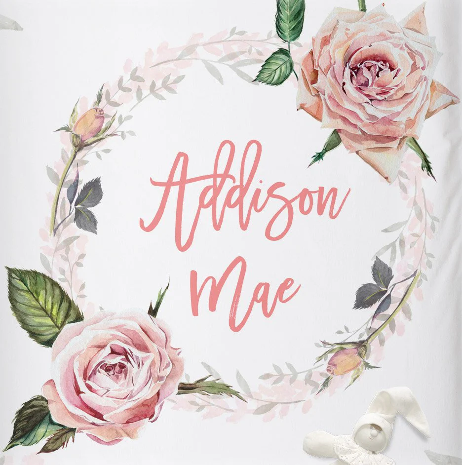 Vintage Roses Personalized Crib Sheet for Girl - Image 3