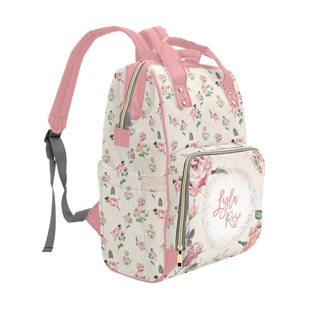 Vintage Roses Personalized Diaper Bag - Image 5