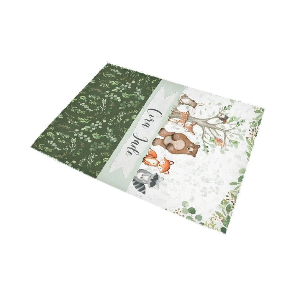 Woodland Area Rug, Baby room carpet, bear, fox, deer, buck nursery rug, woodland theme baby Nursery rug, Woodland personalized carpet - Image 3